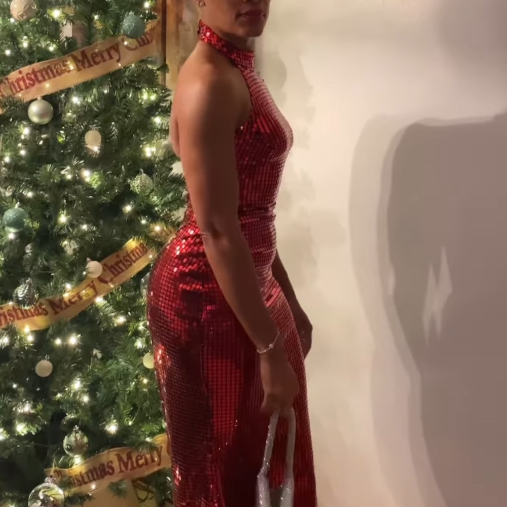 Sequined Long Red Gown